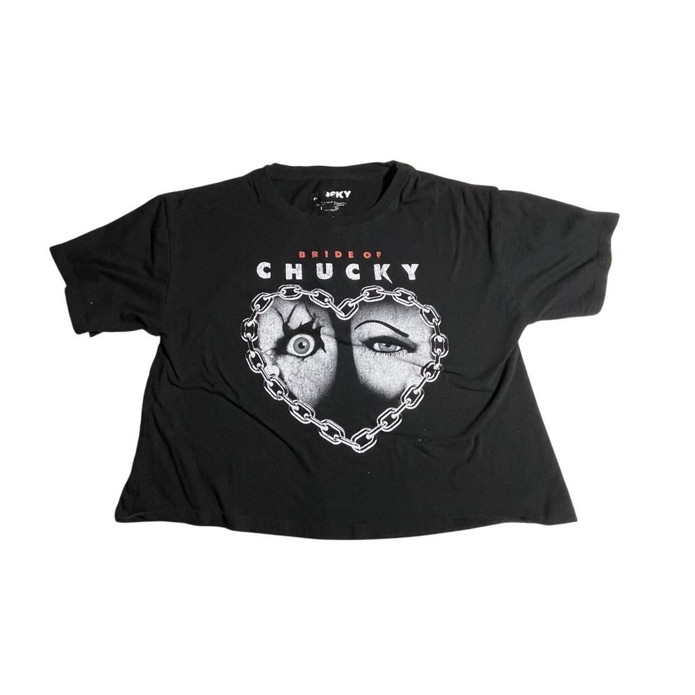 Hybrid‎ Apparel Bride of Chucky Black Graphic Cropped T-Shirt Womens Large